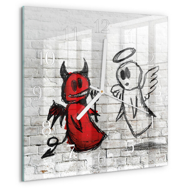 Square wall clock Angel Devil
