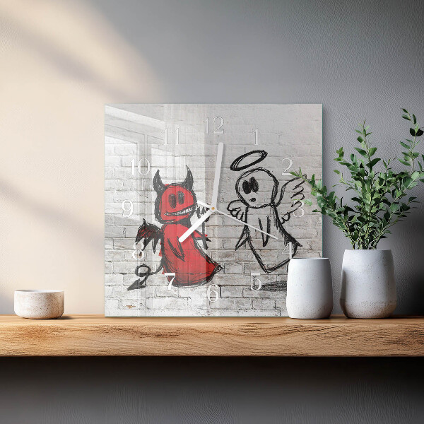 Square wall clock Angel Devil