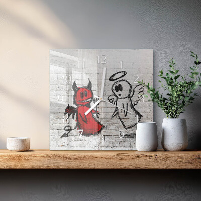 Square wall clock Angel Devil