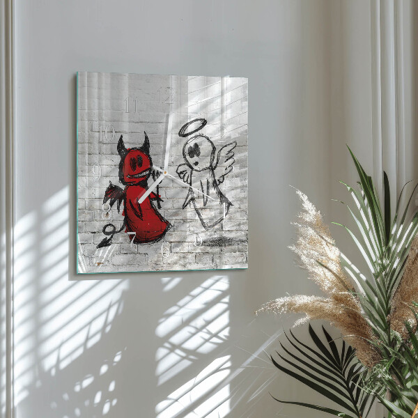 Square wall clock Angel Devil