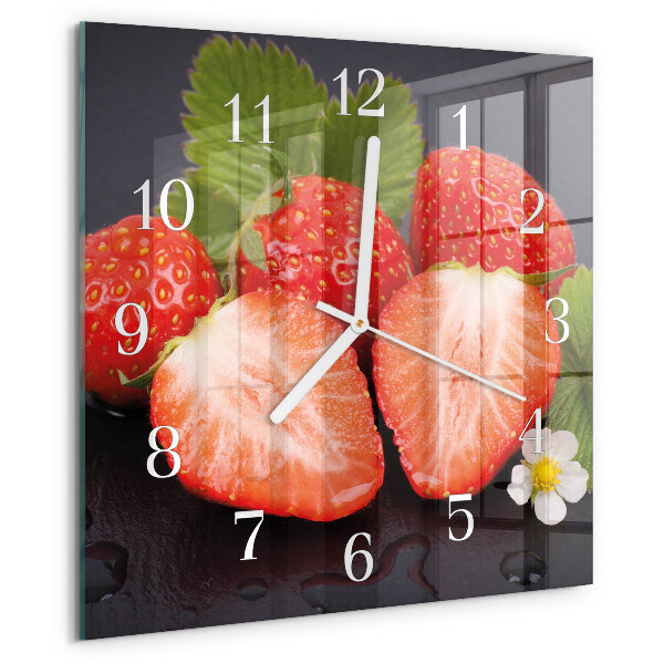 Square wall clock Strawberries