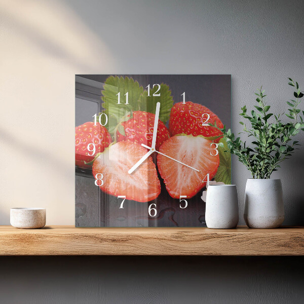 Square wall clock Strawberries