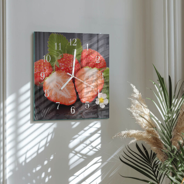 Square wall clock Strawberries