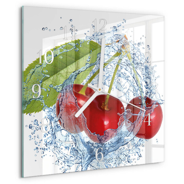 Square wall clock Cherries