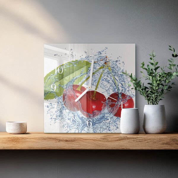Square wall clock Cherries