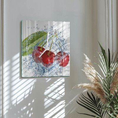 Square wall clock Cherries