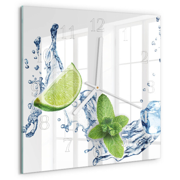 Square wall clock Mint with Lime