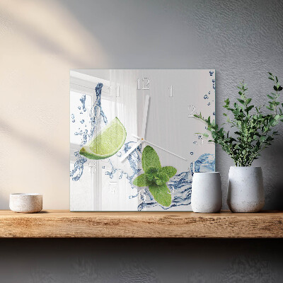 Square wall clock Mint with Lime