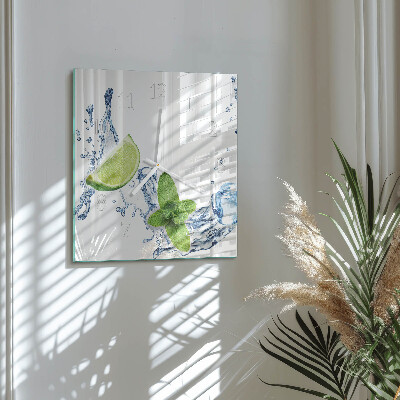Square wall clock Mint with Lime