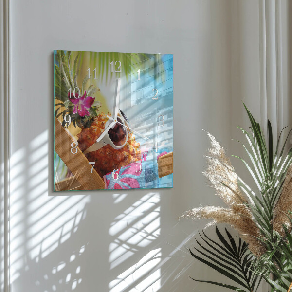 Square wall clock Pineapple