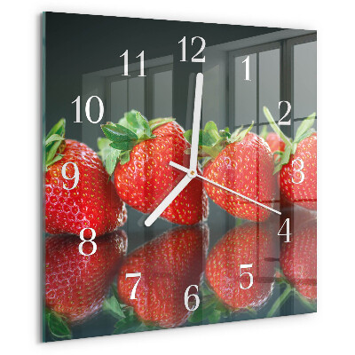 Square wall clock Strawberries