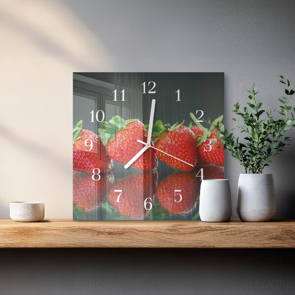 Square wall clock Strawberries