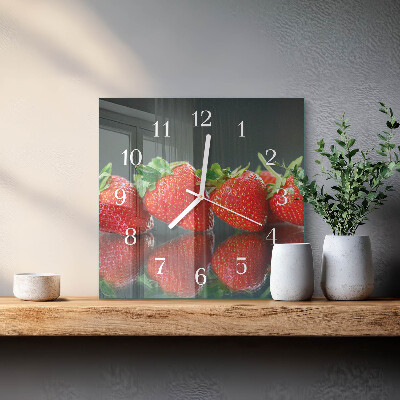 Square wall clock Strawberries