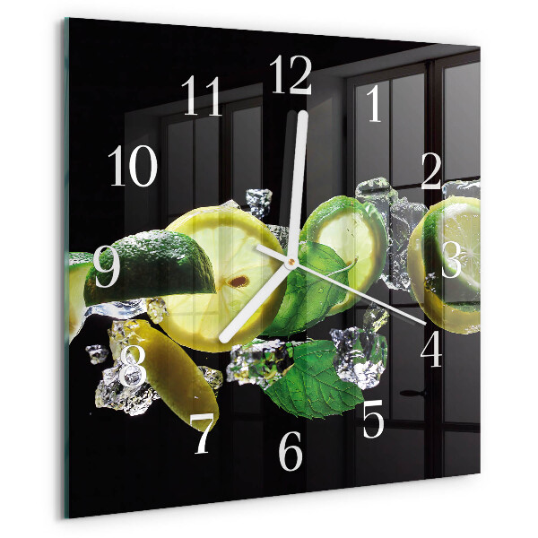 Square wall clock Lemon and Lime
