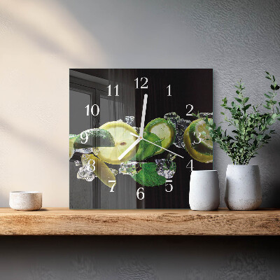 Square wall clock Lemon and Lime
