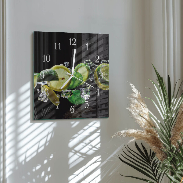 Square wall clock Lemon and Lime