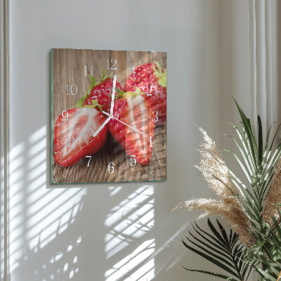 Square wall clock Strawberries