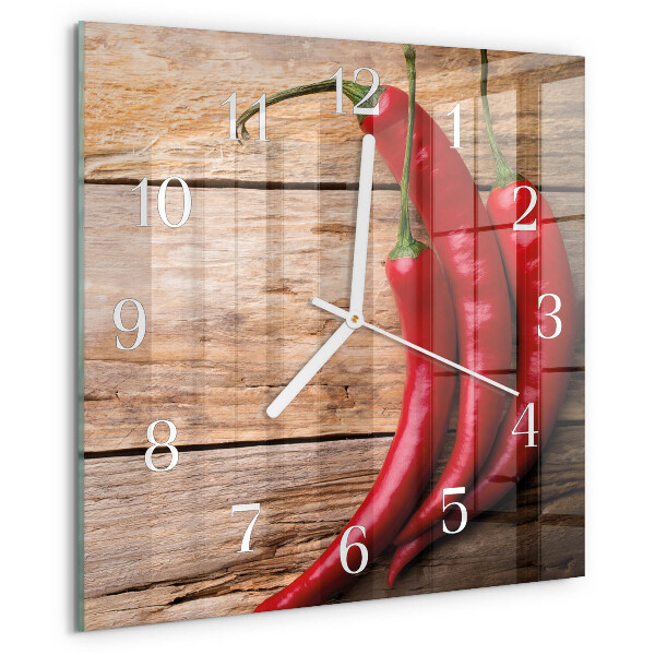 Square wall clock Chili peppers