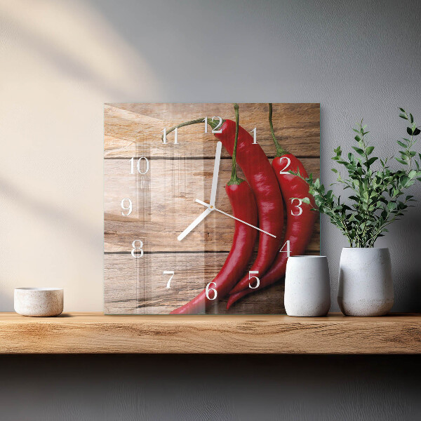 Square wall clock Chili peppers