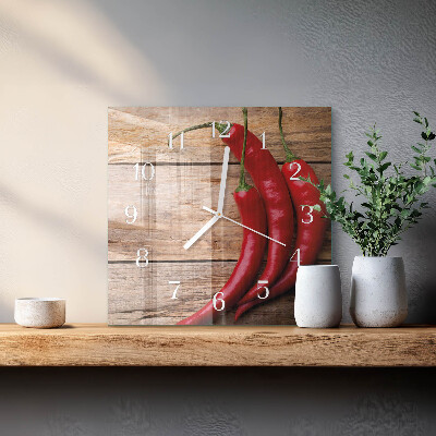 Square wall clock Chili peppers