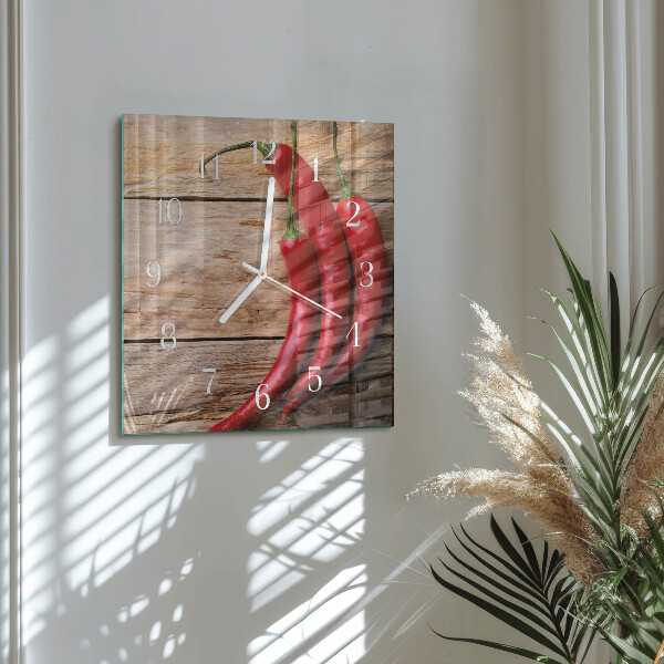 Square wall clock Chili peppers