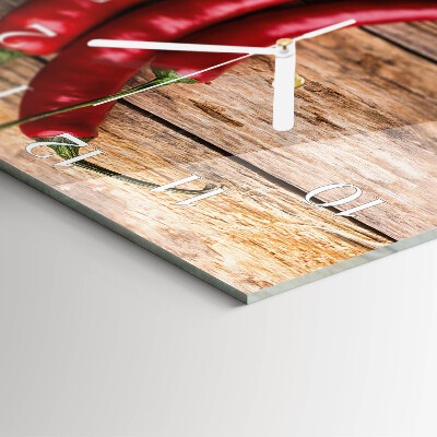 Square wall clock Chili peppers