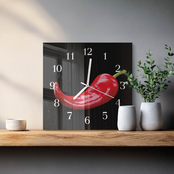 Square wall clock Chili peppers