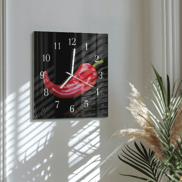 Square wall clock Chili peppers