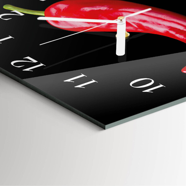 Square wall clock Chili peppers