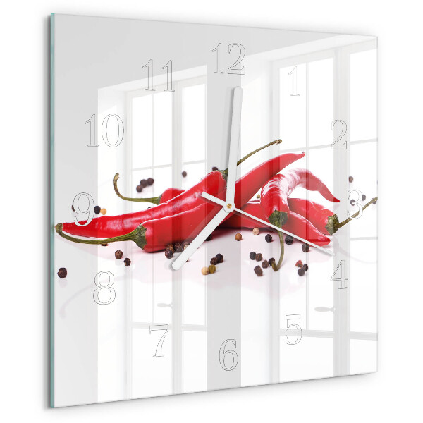 Square wall clock Chili peppers