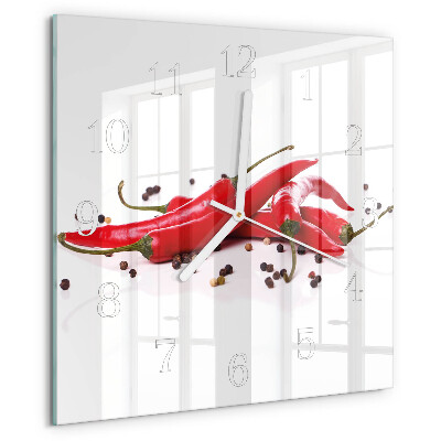 Square wall clock Chili peppers