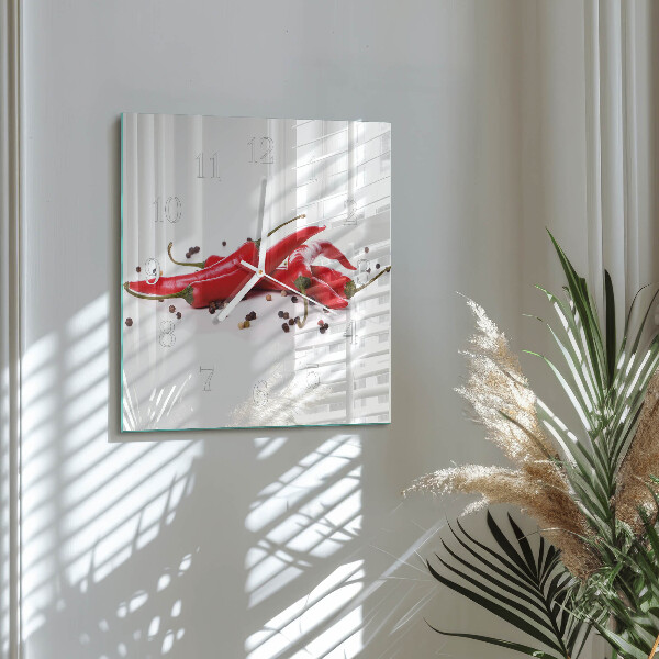 Square wall clock Chili peppers