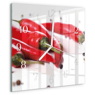 Square wall clock Chili peppers
