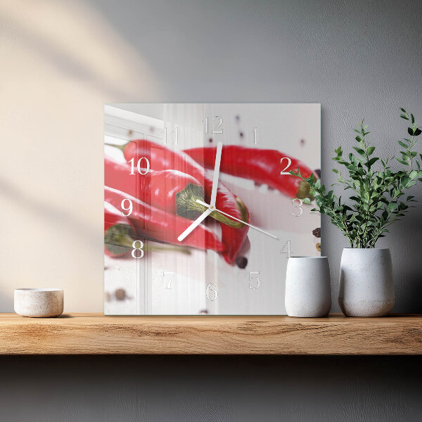 Square wall clock Chili peppers