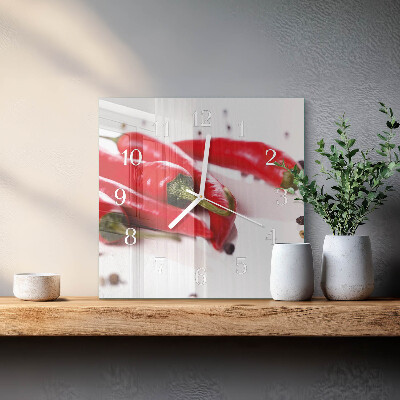 Square wall clock Chili peppers