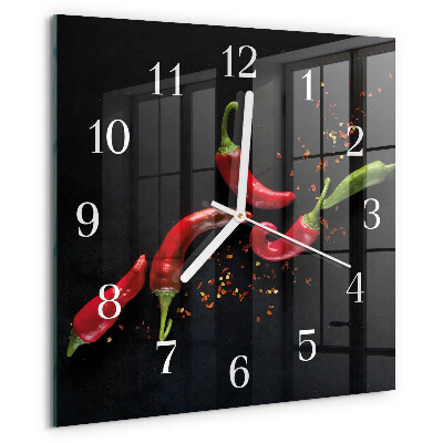 Square wall clock Chili peppers