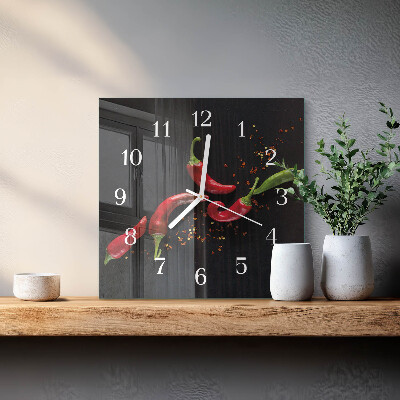 Square wall clock Chili peppers