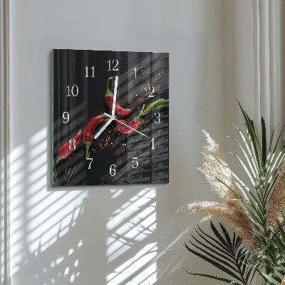 Square wall clock Chili peppers
