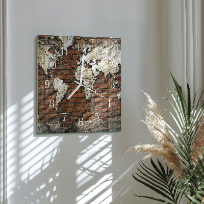 Square wall clock Continents