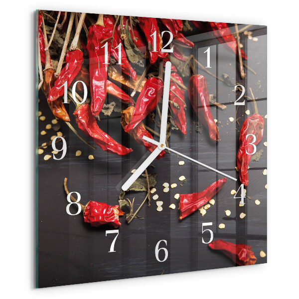 Square wall clock Chili peppers