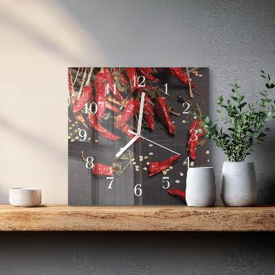 Square wall clock Chili peppers