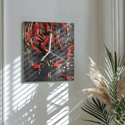 Square wall clock Chili peppers