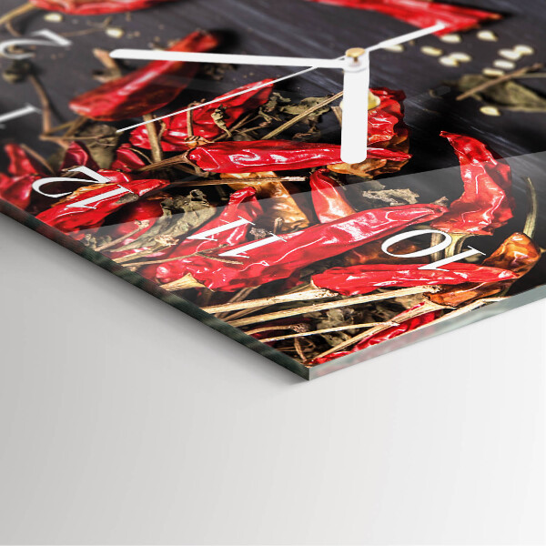 Square wall clock Chili peppers