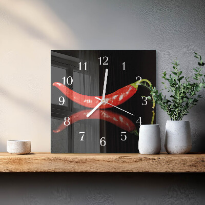 Square wall clock Chili peppers