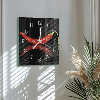 Square wall clock Chili peppers