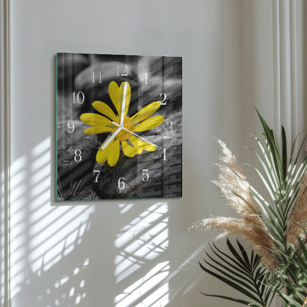 Square wall clock Flower