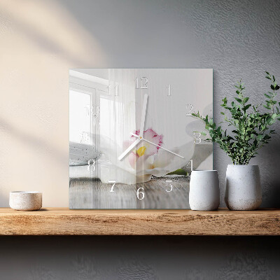 Square wall clock Orchid