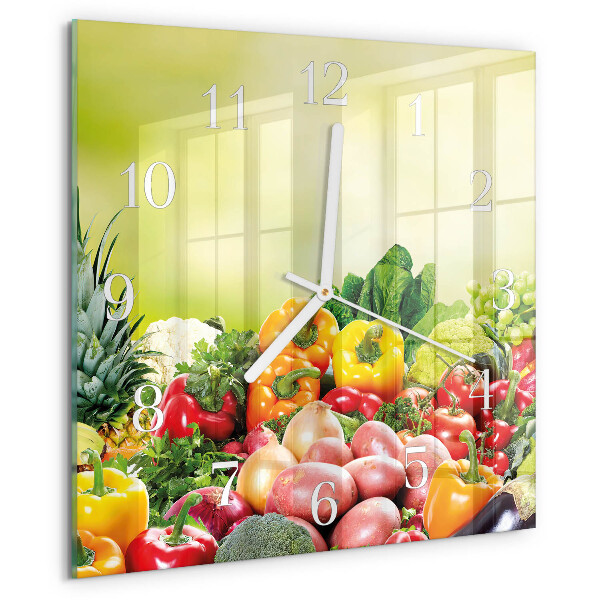 Square wall clock Vegetables