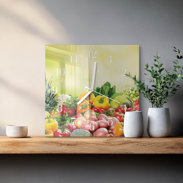 Square wall clock Vegetables