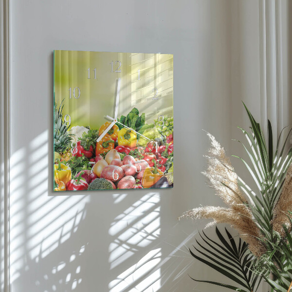 Square wall clock Vegetables